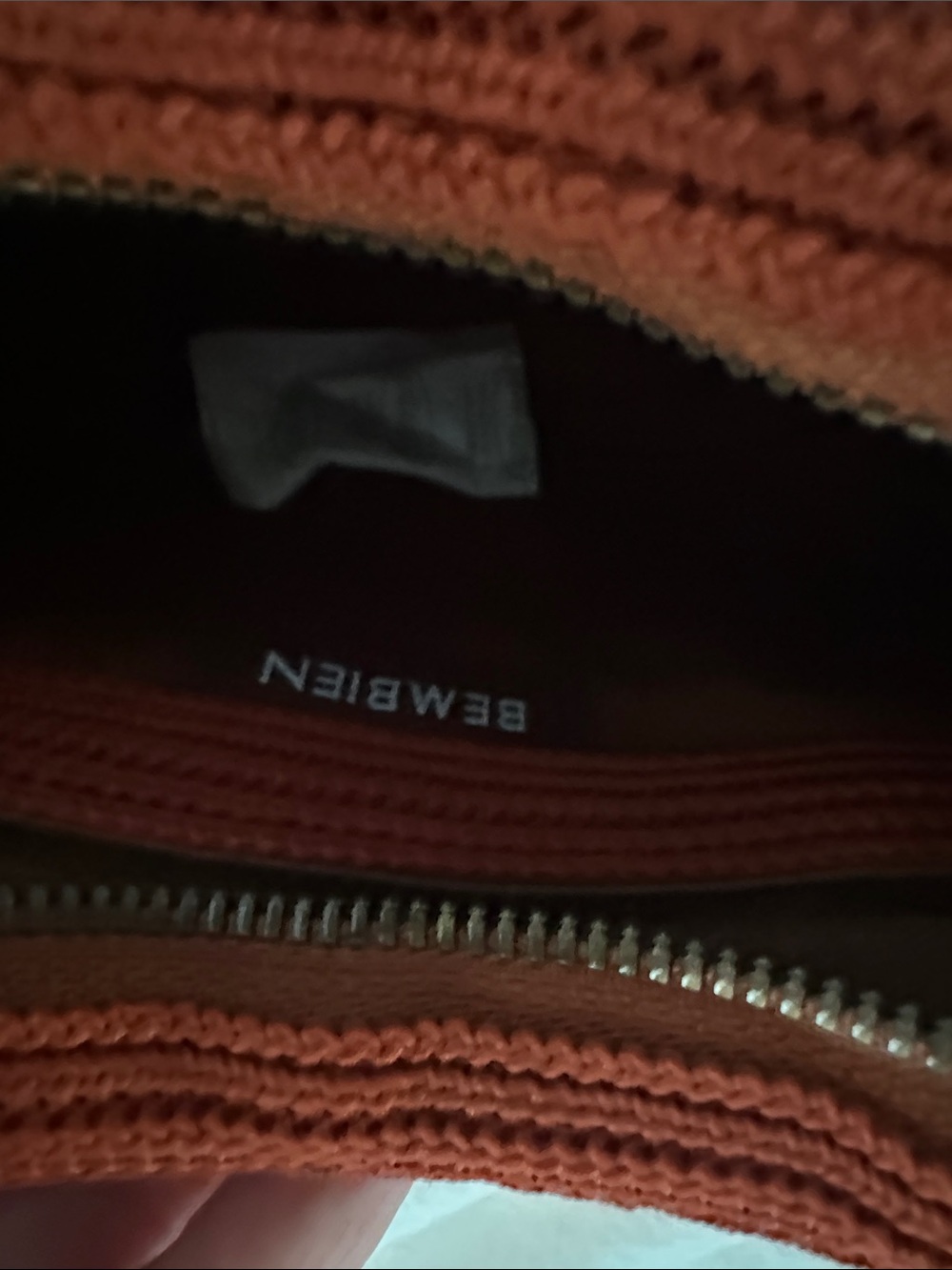Bembien Woven Crescent Shoulder Bag in Rust Red - Picture 2 of 3